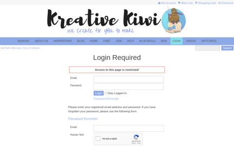 Login Required - Kreative Kiwi