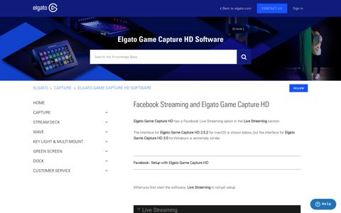Facebook Streaming and Elgato Game Capture HD – Elgato