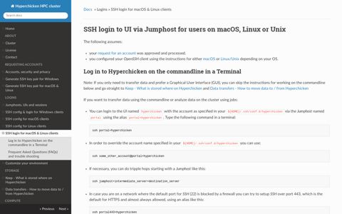 SSH login for macOS & Linux clients - Hyperchicken HPC cluster