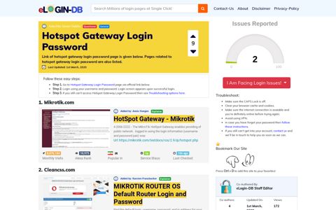 Hotspot Gateway Login Password