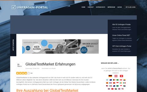 GlobalTestMarket Erfahrungen - Umfragen-portal.com