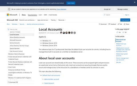 Local Accounts (Windows 10) - Microsoft 365 Security ...