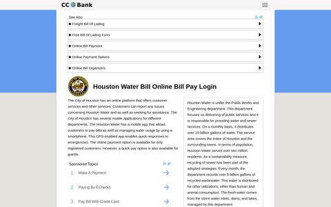 Houston Water Bill Online Bill Pay Login - CC Bank