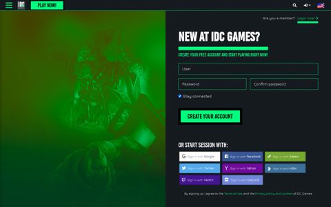 Register | IDC Games - Games Distribution Platform