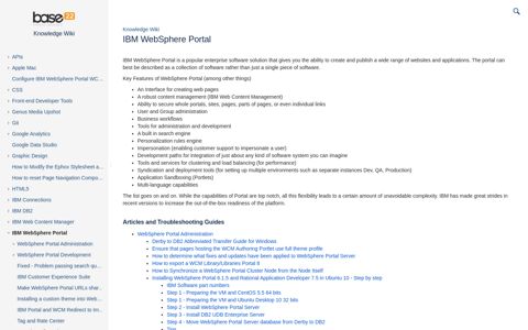 IBM WebSphere Portal - Knowledge Wiki - Base22 Wiki
