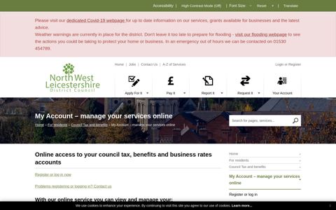 My Account – manage your services online - North West ...