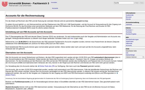 Accounts - FB3-Technik-Wiki - Uni Bremen