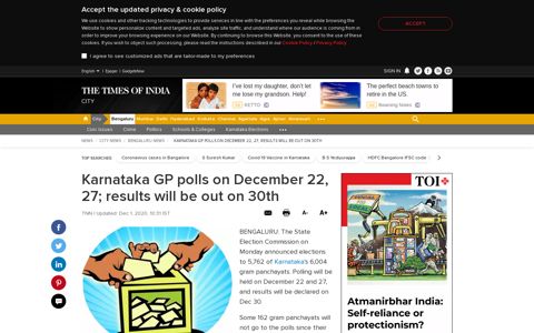 Karnataka Gram Panchayat Election 2020: Karnataka GP ...
