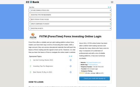 FXTM (ForexTime) Forex Investing Online Login - CC Bank