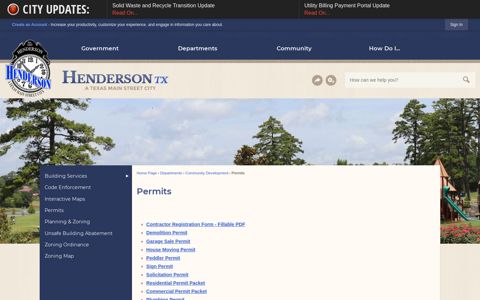 Permits | Henderson, TX - Official Website