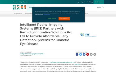 Intelligent Retinal Imaging Systems (IRIS) Partners with ...
