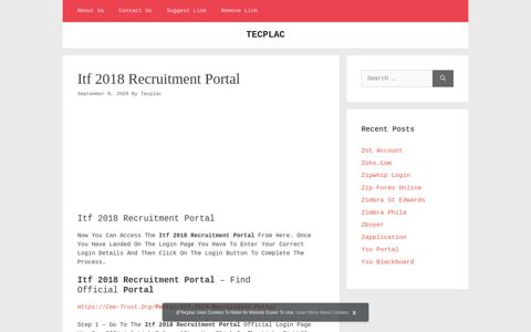 Itf 2018 Recruitment Portal | TECPLAC - login portals | tecplac
