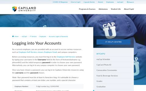 Logging into Your Accounts - Capilano University
