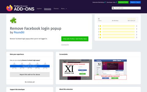Remove Facebook login popup – Get this Extension for ...