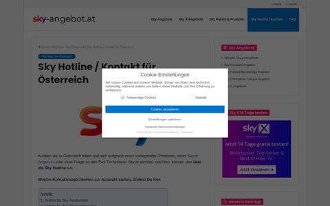 Sky Hotline / Kontakt für Österreich - Sky-Angebot.at