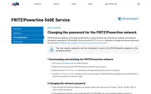 Changing the password for the FRITZ!Powerline network - AVM