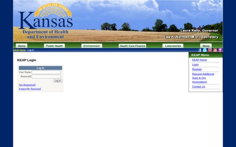 Kansas Environmental Application Portal - Log In - KEAP
