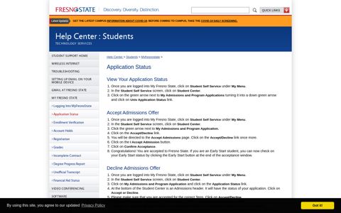 Application Status - Fresno State