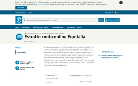 Estratto conto online Equitalia - Inps