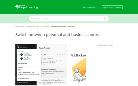 Switch between personal and business notes – Evernote Help ...