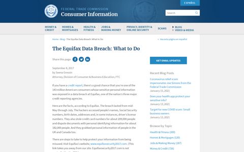 The Equifax Data Breach: What to Do - Consumer.ftc.gov