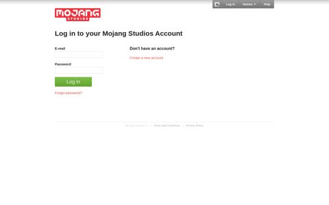 Log in to your Mojang Studios Account - Mojang - Minecraft
