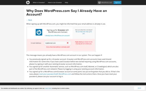 Why Does WordPress.com Say I Already Have an ... - Gravatar