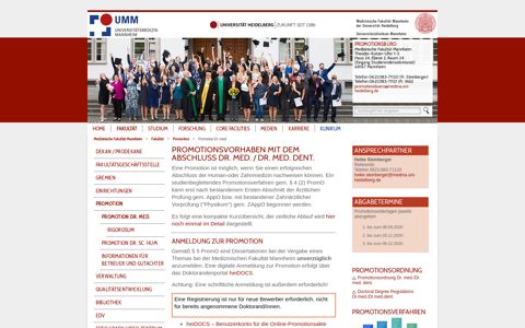 Promotion Dr. med.: UMM Universitätsmedizin Mannheim