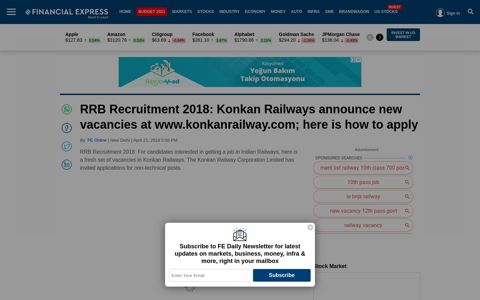 RRB Recruitment 2018: Konkan Railways announce new ...