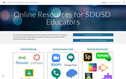 Online Learning Resources for Educators - Google Sites