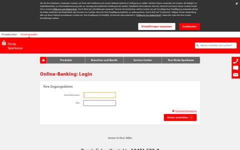 Online-Banking: Login - Förde Sparkasse
