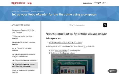 Set up your Kobo eReader for the first time using a computer ...