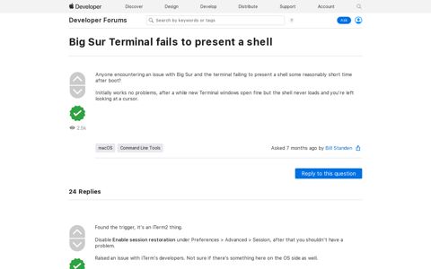 Big Sur Terminal fails to present a shell - Apple Developer