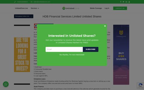 Buy Sell HDB Financial Services - HDB Finance Unlisted ...