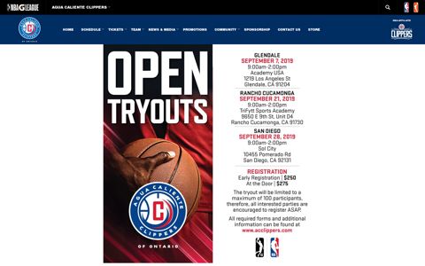 Open Tryouts – Agua Caliente Clippers of Ontario
