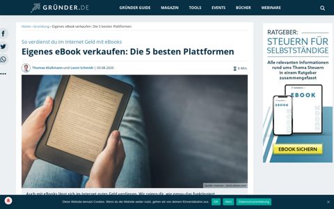 Eigenes eBook verkaufen: Die 5 besten Plattformen - Gründer ...