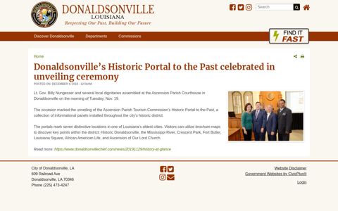 Donaldsonville's Historic Portal to the Past celebrated in unveiling ...