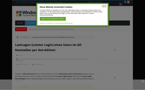 LastLogon (Letzter Login) eines Users im AD feststellen per ...