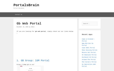 Gb Web - Gb Group: Idm Portal - PortalsBrain - Portal Database
