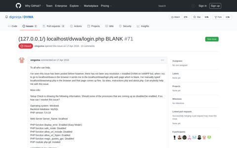 (127.0.0.1/) localhost/dvwa/login.php BLANK · Issue ... - GitHub