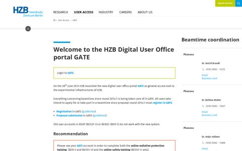 Welcome to the HZB Digital User Office portal GATE