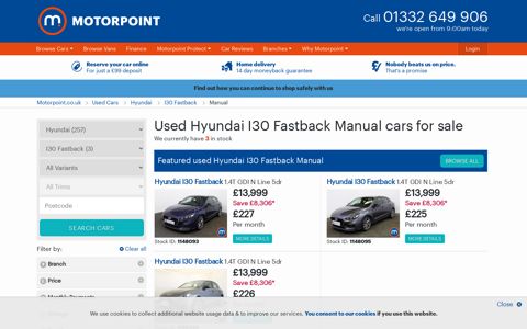 Used Hyundai I30 Fastback Manual Cars For Sale | Motorpoint