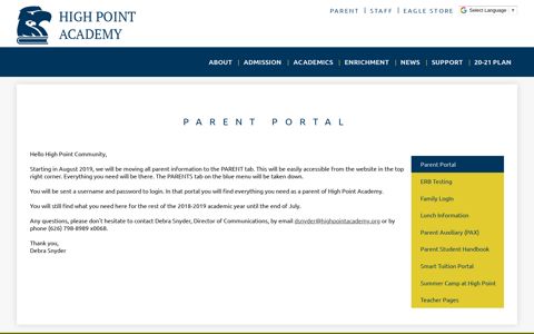 Parent Portal – Parents – High Point Academy