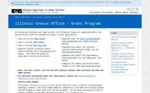 IDHS: Illinois Census Office - Grant Program