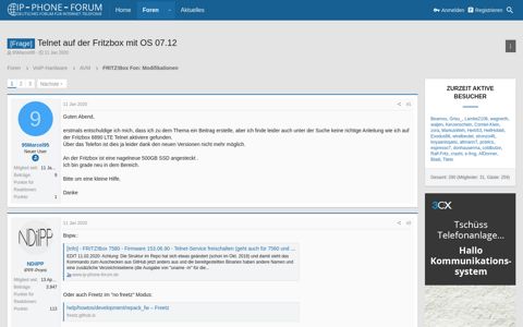[Frage] - Telnet auf der Fritzbox mit OS 07.12 | IP Phone Forum