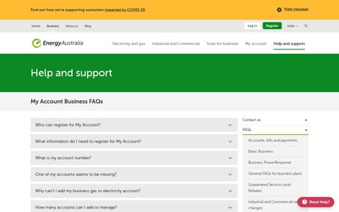 Help and Support for My Account - FAQS | EnergyAustralia