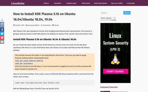 How to Install KDE Plasma 5.16 on Ubuntu 16.04/Ubuntu ...