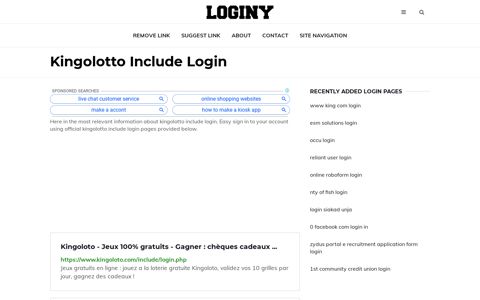 Kingolotto Include Login ✔️ One Click Login - Loginy
