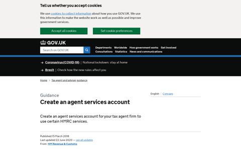 Create an agent services account - GOV.UK