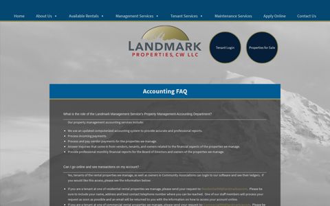 Accounting FAQ - Landmark Management